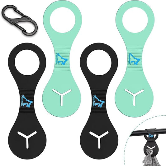 Dog Poop Bag Holder for Leash Waste Bag Carrier Dog Poop Bag Dispenser for Walking Running Bicycle Accessory 4 Pieces (Black + Light Green)