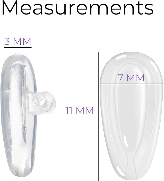 GMS Optical Air Bag Screw-in Silicone Nose Pads for Glasses, Sunglasses, and Eye-wear - 10 Pair (11mm)