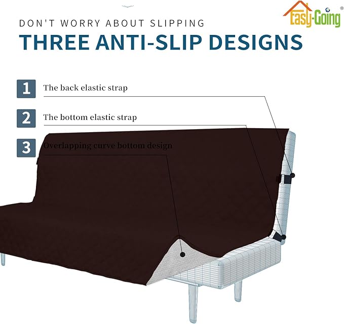 Easy-Going Sofa Slipcover Futon Cover Waterproof Couch Cover Furniture Protector Cover Pets Covers Whole Fabric No Stitching Non-Slip Fabric Pets Kids Children Dog Cat (Futon, Chocolate)