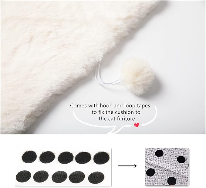 SHENGOCASE 2-Pack 12"x15.7" Rectangular Faux Rabbit Fur Cat Tree Tower Replacement Cushion Pad for Window Perch, Dog Carrier Bed House Cage