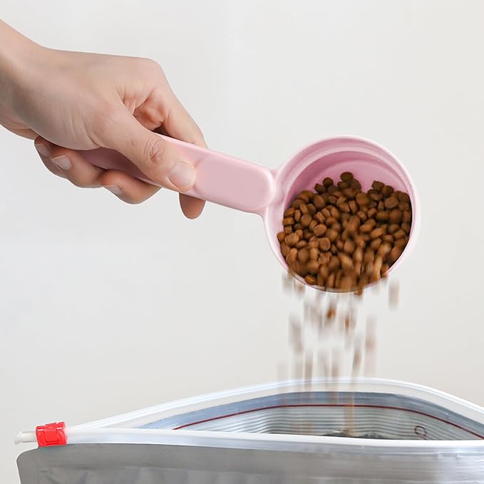 MSBC Melamine Pet Food Scoop, Cat Food Measuring Cups, Comfortable Long Handle Scoop for Dog, Cat, Ferret and Rabbit Food, 1 Cup Size Pet Food Feeding Scoop Dishwasher Safe (Pink