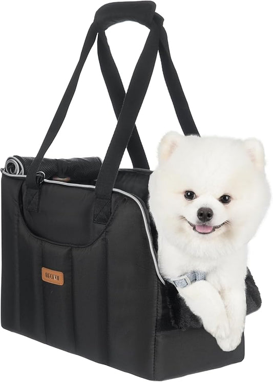 Dog Purse Carrier for Small Dogs Cats Rabbits Up to 12lbs, Lightweight Pet Sling Carriers with Crossbody Strap, Portable Puppy Soft Sided Tote Bag Carrier for Vet,Hiking,Travel Black