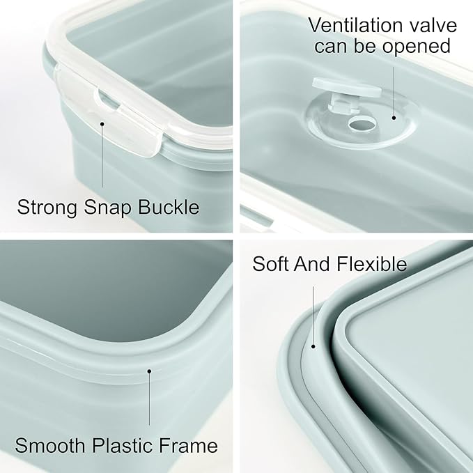 Extra Large Silicone Food Storage Containers with Lids, 4 Pack Set 68oz/2000ml Collapsible Meal Prep Lunch Containers, Microwave, Freezer and Dishwasher Safe