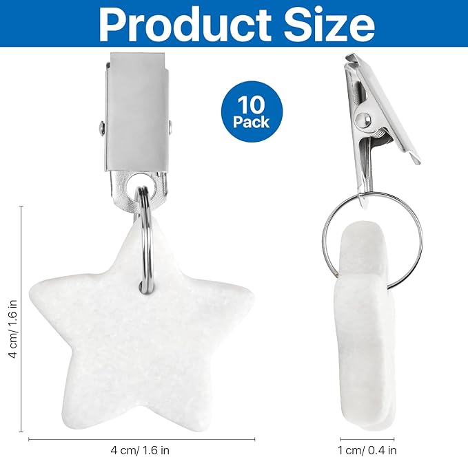 10 Pcs Tablecloth Weights, Metal Clip Star Table Cover Weights Stone,Table Weights Hangers Tablecloth Pendant for Outdoor Picnic Dinner Party Decoration (White)