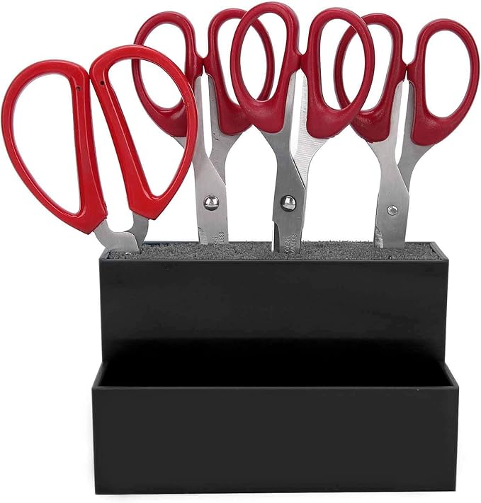 Professional Salon Shear Holder Rack, Salon Hairdressing Combs Clips Box Scissors Storage Box Organizer Case Barber Accessories, for Hair Stylist Office Home(Black)