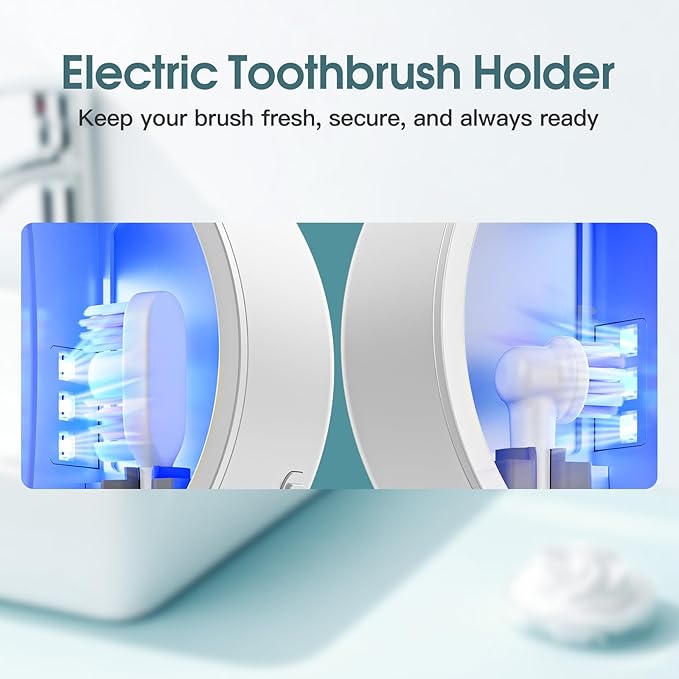 Toothbrush Holders for Bathroom, Wall-Mounted Toothbrush Holder, Smart Toothbrush Cleaner with LED Screen and Drying, Electric Tooth Brush Holder Fits Most Size Toothbrushes for Home & Travel