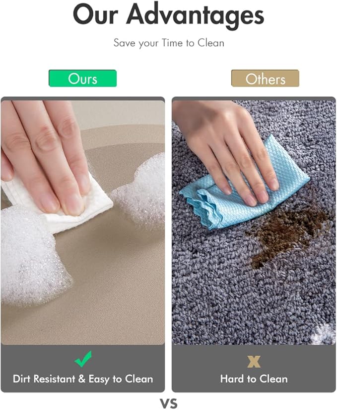 MontVoo Bath Mat Runner - Long Non Slip Absorbent Quick Dry Thin Bath Rug for Bathroom Floor Mat - Rubber Backed - Stain Resistant - Easy Care - Beige 17"x50"