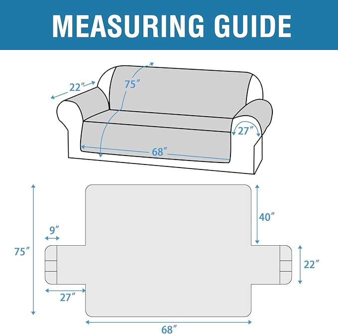 H.VERSAILTEX Sofa Covers Waterproof and Washable Modern Sofa Covers Stay in Place with Elastic Straps Thick and Soft Cat Couch Protector (Sofa, Taupe/Beige)