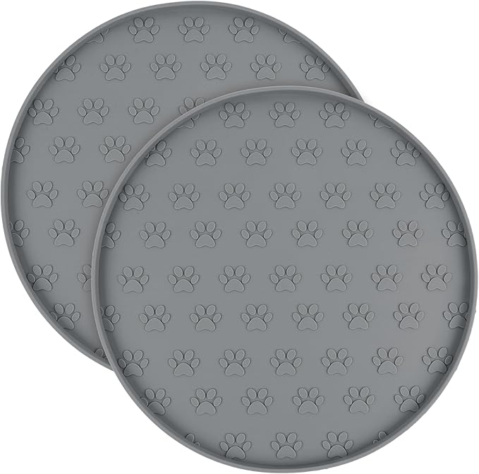SUNLAND Silicone Pet Feeding Mats for Food and Water Pet Placemat for Dog and Cat Waterproof Non-Slip Feeding Bowl Mat Raised Edge Prevents Residue from Spilling onto The Floor Pets Accessories 2 Pack