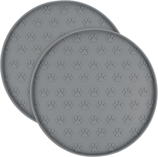 SUNLAND Silicone Pet Feeding Mats for Food and Water Pet Placemat for Dog and Cat Waterproof Non-Slip Feeding Bowl Mat Raised Edge Prevents Residue from Spilling onto The Floor Pets Accessories 2 Pack