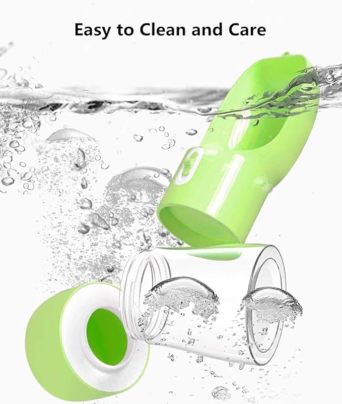 Misthis Portable Dog Water Bottle - Leak Proof Dog Water Dispenser with Bowl & Food Container, Dishwasher Safe Food Grade Plastic for Pet Puppy Outdoor Walking Hiking Travel Green