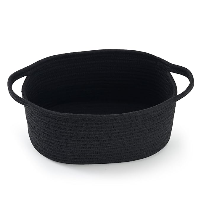 Woven Burr Basket with Handles – Perfect for Graduation, Birthdays & Special Occasions, Black Decorative Storage Container for Gifts, Toys, or Essentials