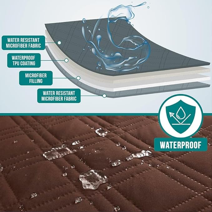 PetAmi Waterproof Bed Cover for Dogs, Waterproof Pet Blanket Couch Cover, Reversible Furniture Cover Sofa Protector for Pet Cat Bed, Washable Waterproof Blanket Dog Cover for Couch Seat, 102x82 Brown