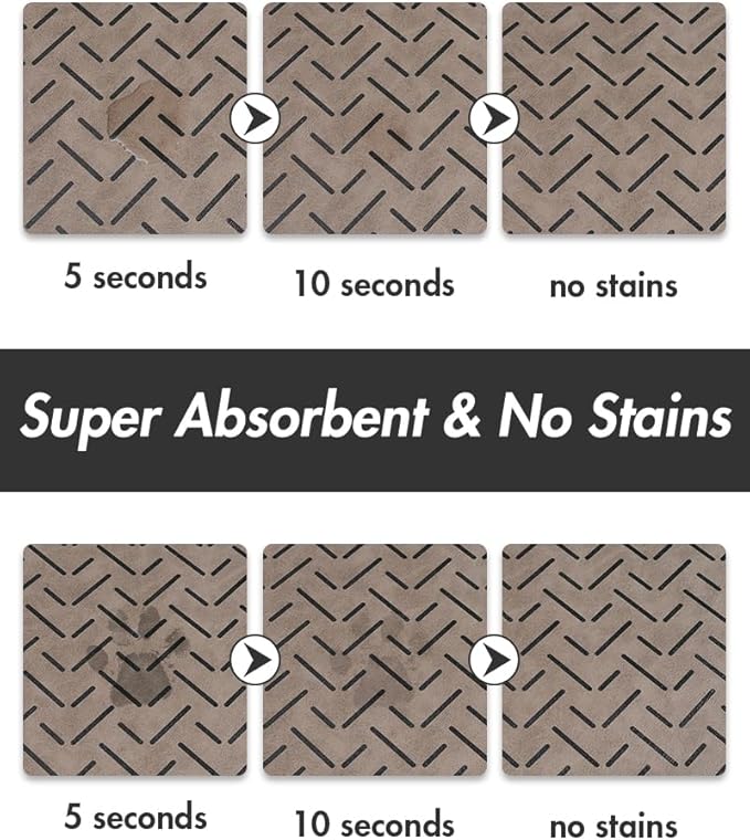 MontVoo-Absorbent Pet Feeding Mat-No Stains Quick Dry Dog Mat for Food and Water Bowl-Rubber Backing Dispenser Mat Accessories Supplies-Dog Bowl Messy Drinkers,(Brown,17"x28")