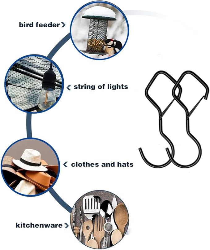 Keoferlon Diamond Hooks Anti Drop 12 Pack S Utility Hooks Black Closet Hanging Clips Hanger for Shelves Purse Backpack