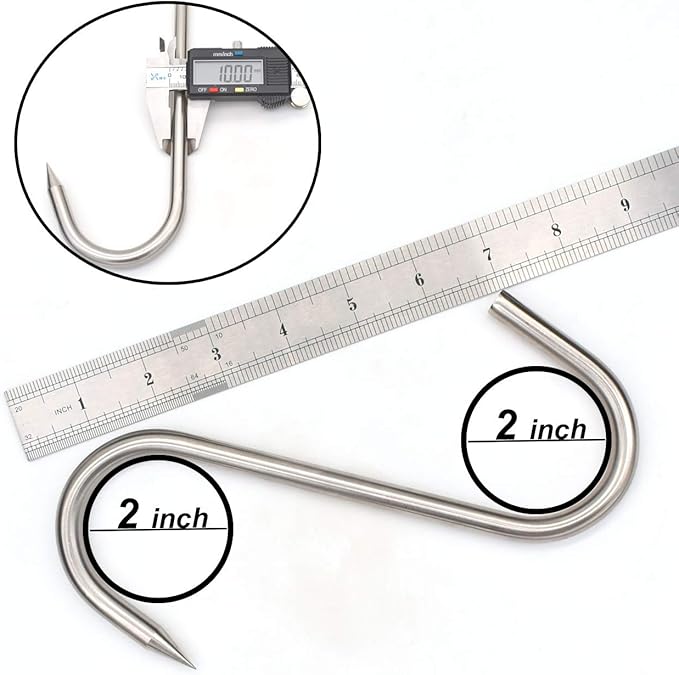 Meat Hook, 10mm 8Inch Heavy Duty S-Hooks Stainless Steel Meat Processing Butcher Hooks,8Pack