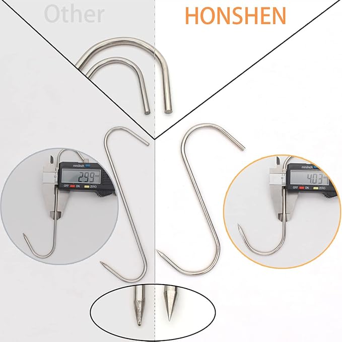 20pcs 6Inch Meat Hooks S-Hook 4mm Stainless Steel Meat Processing Butcher Hook for Butcher,Processing,Hanging,Chicken,Hunting,Smoking,Ribs,Fish,Poultry,Drying BBQ Grill Cooking