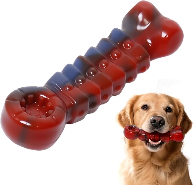 ZeLing HTL Tough Dog Toys for Aggressive Chewers - Indestructible Chew Toy Bone for Medium & Large Breeds, Keeps Dogs Busy & Cleans Teeth - Bacon Flavored