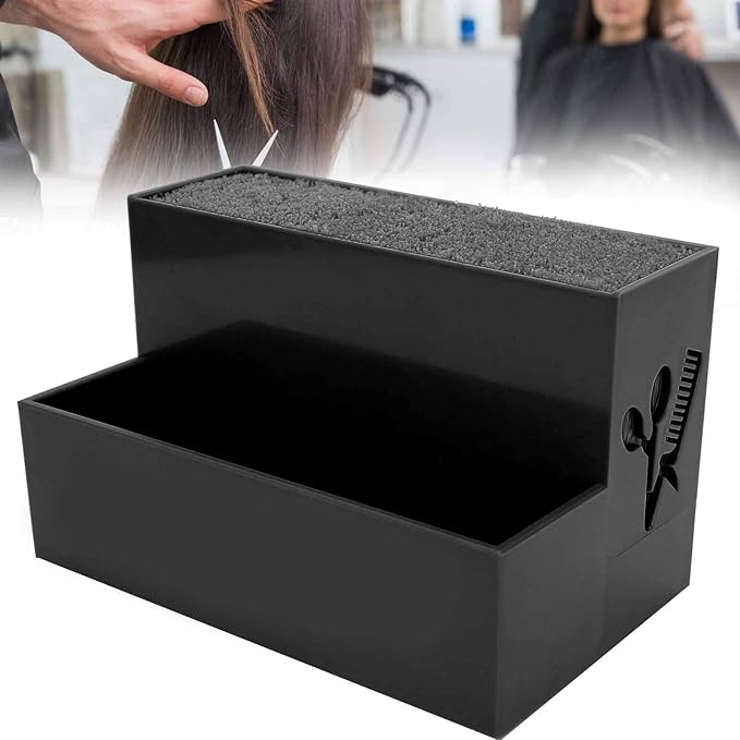 Professional Salon Shear Holder Rack, Salon Hairdressing Combs Clips Box Scissors Storage Box Organizer Case Barber Accessories, for Hair Stylist Office Home(Black)