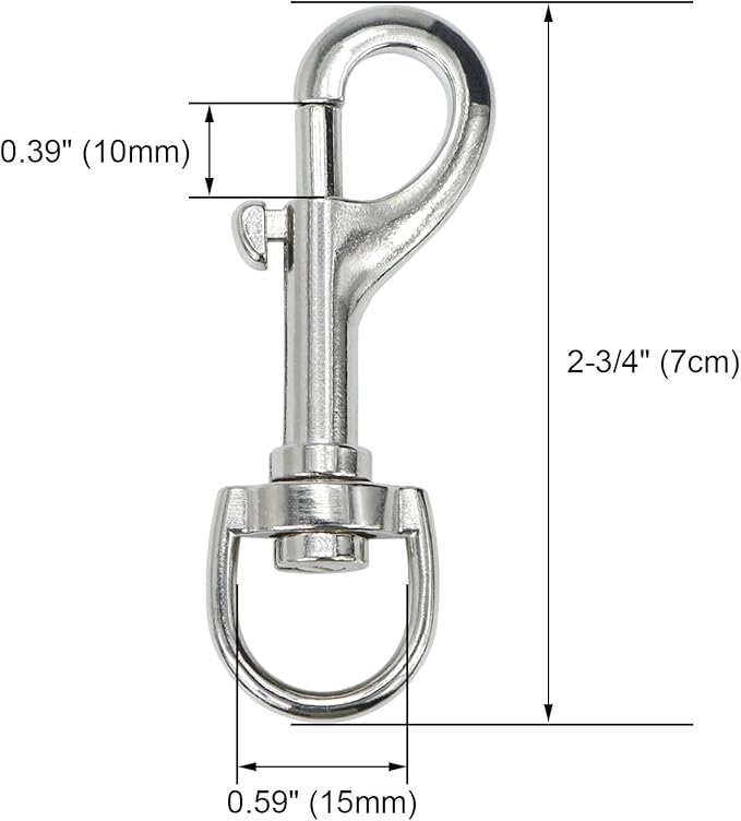 Heavy Duty Swivel Snap Hooks Pet Buckle Trigger Clip Clasp for Linking Dog Leash Collar Key Chain Clothlines (2-3/4" (7cm), 10 Pack)