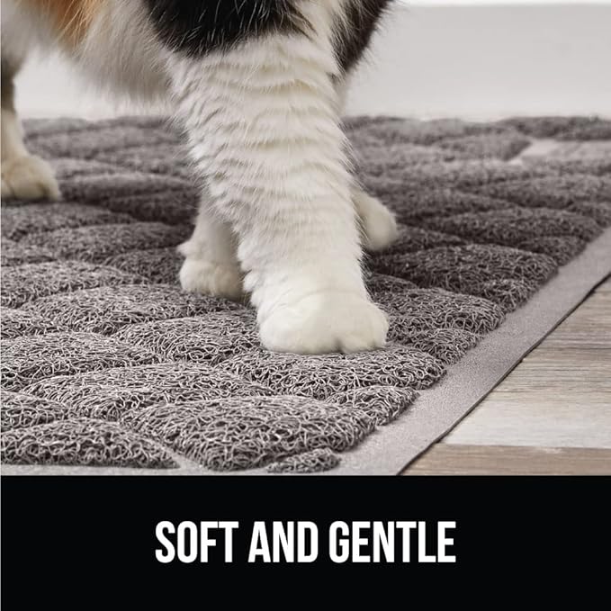 GORILLA GRIP Cat Litter Box Mat, 32x32, Water Resistant, US Designed Kitty Litter Trapping Mats, Easy to Clean, Scatter Control, Less Mess and Clean Floors, Kitten Supplies for Indoor Cats, Gray