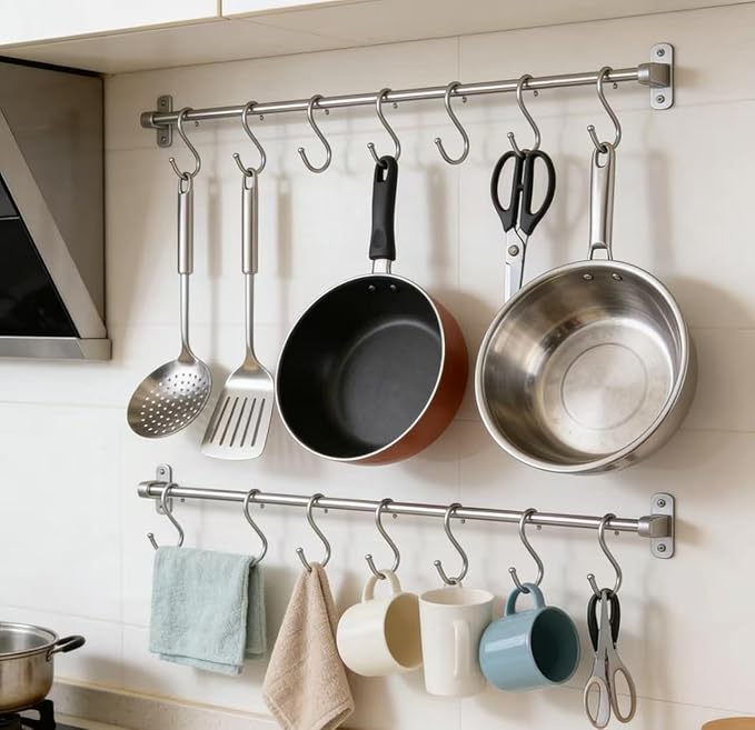 16 Pack 4.7 Inches Extra Large S Shape Hooks– Heavy Duty Multi-Purpose Hangers for Kitchen Utensils, Plants, Bird Cages, Curtains, Towels, Clothes & More (Silver)