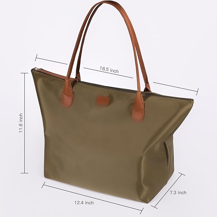 Nylon Tote Bag for Women, Large Foldable Weekend Hobo Purses for Women, Shoulder Tote Handbags with Zipper | Nylon, Large, Foldable, Weekend, Tote, with Zipper