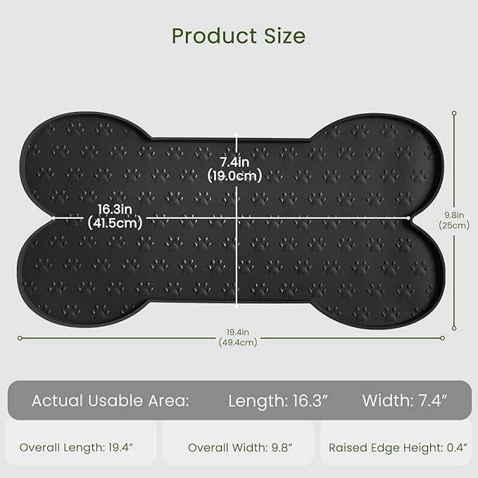 Dog Food Mat Anti-Slip Silicone Dog Bowl Mat Thicker Pet Placemat Waterproof Cat Feeder Pad with Raised Edge Puppy Kitten Feeding Mats Suitable Small Medium-Sized Dogs Cats Eating Tray