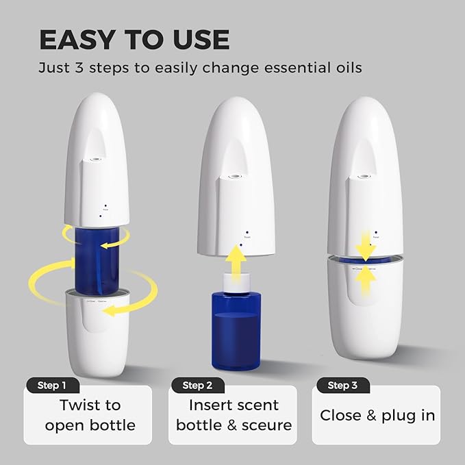 Smart Plug-in Waterless Essential Oil Diffuser -100ml, Range Nano Mist Technology, App/Bluetooth Control, Plug in Diffuser for Large Room, Spa, Office, Kid/Pet Safe - White