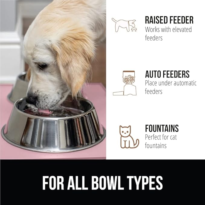 GORILLA GRIP 100% Waterproof Raised Edge BPA Free Silicone Pet Feeding Mat, Dog Cat Food Mats Contain Spills Protects Floors, Placemats for Cats and Dogs Water Bowl, Pets Accessories 23x15 Pink