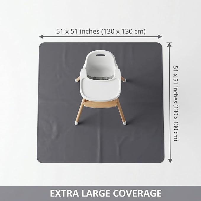 Splat Mat for Under High Chair/Arts/Crafts, WOMUMON Washable Spill Mat Waterproof Anti-Slip Floor Protector Splash Mat, Messy Mat and Table Cloth