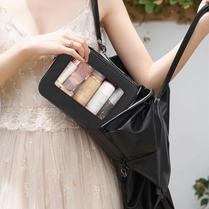 Clear Makeup Bag, Travel Cosmetic Organizer Case Waterproof Skincare Toiletry Bag with Zipper Portable Make Up Pouch Compact Car Organizer Bag for Essentials