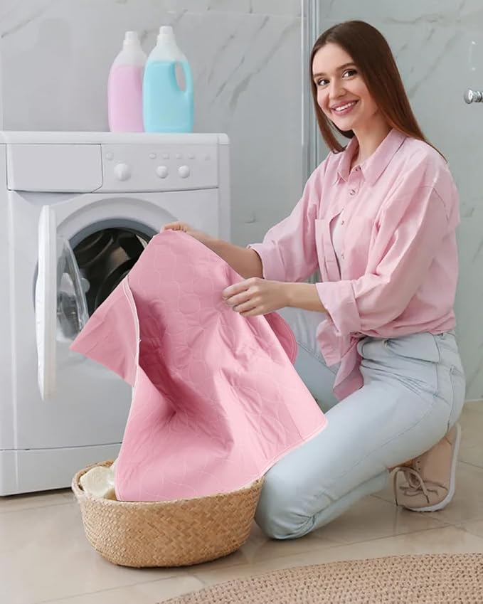 Washable Bed Pads 34" x 36" - 4 Pack, Pink, Waterproof Bed Pads for Incontinence, Bed Wetting Pads for Bed, Sofa, Floor, Resuable Underpads for Adults, Seniors, Pet