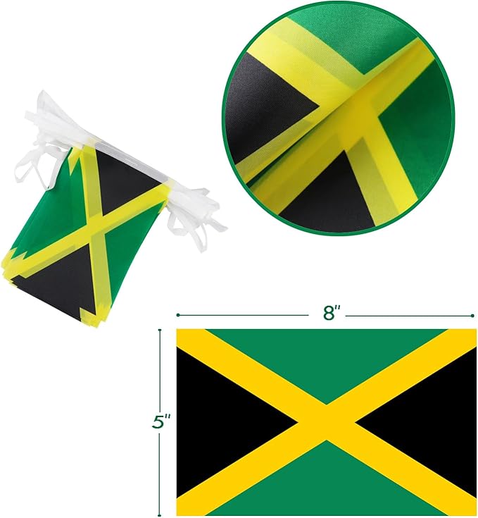 Jamaica String Flag Pennant Banner - 38 Flags, 42 Feet Small Mini Jamaican Flags Bunting Banner for Country Decoration, School, Party, Sports Events
