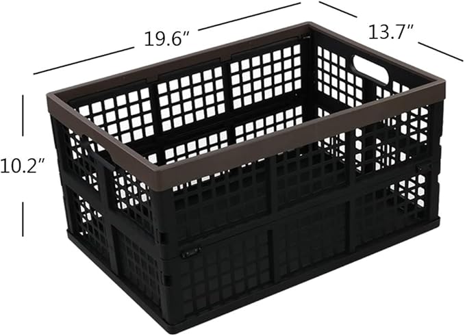 Bringer 4-Pack 40 L Plastic Collapsible Storage Crate, Stackable Folding Storage Baskets