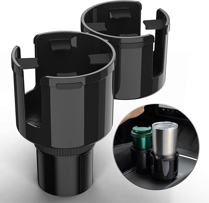 Car Cup Holder Expander, 2 in 1 Cup Holder Extender Adapter with Expandable Base, Fits Yeti, Hydroflask, Large Water Bottles 10-46 OZ