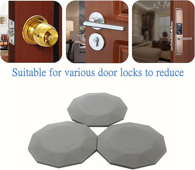 Door Stops Wall Protector 3" with Strong 3M Adhesive - Quiet and Shock Absorbent Silicone Wall Protectors from Door Knobs - Larger Door Bumper to Protect Every Wall Surface (Gray-3 pcs
