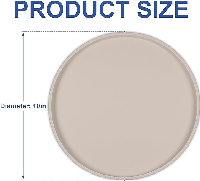 Arespark Dog Food Mat, Nonslip Waterproof Dog Silicone Feeding Bowl Mat with Raised Edges for Floors Prevent Spills, Round Eating Plate Puppy Supplies 10inch