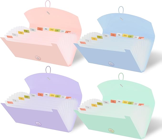 Y YOMA 8 Pack Coupon Organizer with 13 Pocket | Plastic Travel-Friendly Accordion Receipt Holder 10” x5.5” Expanding Folder for Small Bill Business Cards Tax Item Ticket, Pastel Design