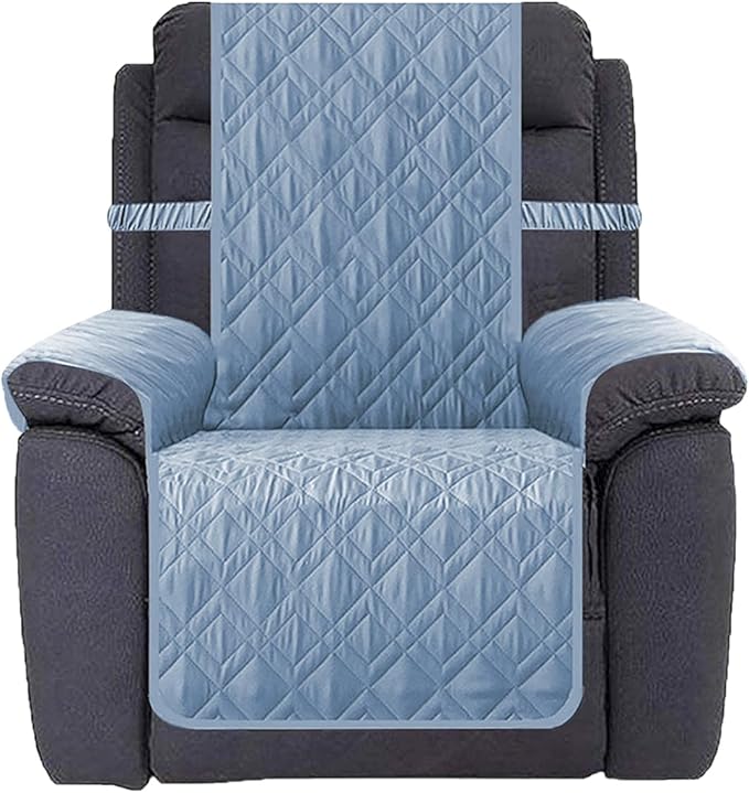 Ameritex Waterproof Nonslip Recliner Cover Stay in Place, Dog Chair Cover Furniture Protector, Ideal Recliner Slipcovers for Pets and Kids (Stoneblue, 30")