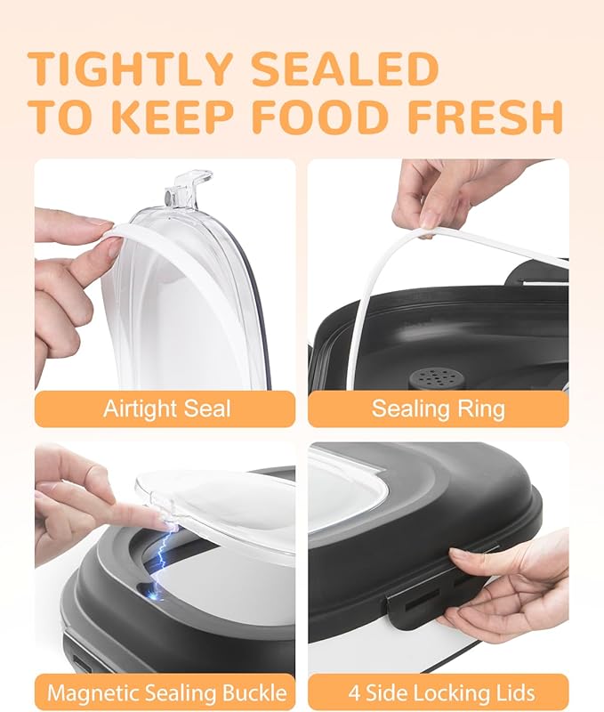 DDMOMMY 20-50 Lbs Food Storage Containers,Collapsible Rice Container with Wheel Airtight Locking Lid,Flour Storage Container with Small Food Container and Scoop,Suitable for Food,Rice,Pet Food,Flour