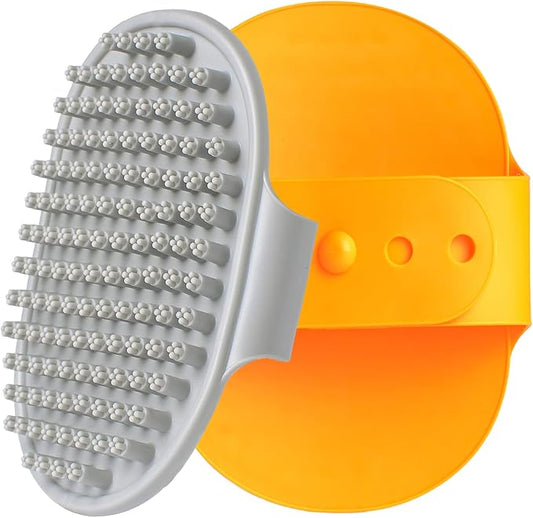 Dog Grooming Brush, Pet Shampoo Bath Brush Shedding Soothing Massage Rubber Comb with Adjustable Ring Handle for Long Short Haired Dogs and Cats 2pcs