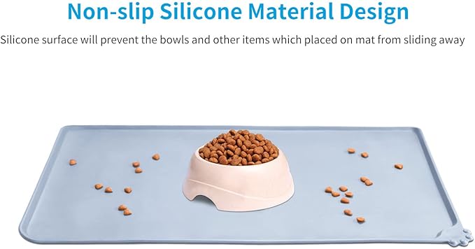 AUDWUD Silicone Waterproof Pet Feeding Mats,Anti Slip Bowl Pad,Dog Mat for Food and Water