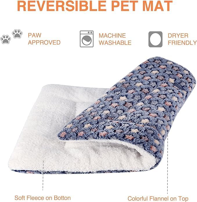 Mora Pets Dog Bed Crate Pad Ultra Soft Pet Bed with Cute Star Print Washable Reversible for Large Medium Small Dogs 21 x 12 inch 2 Pack Dark Blue