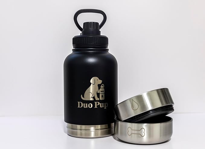 Portable Dog Water Bottle - 32 oz - Insulated with Detachable Bowls - Leak-Proof Pet Travel Bottle for Dogs (Light Green)