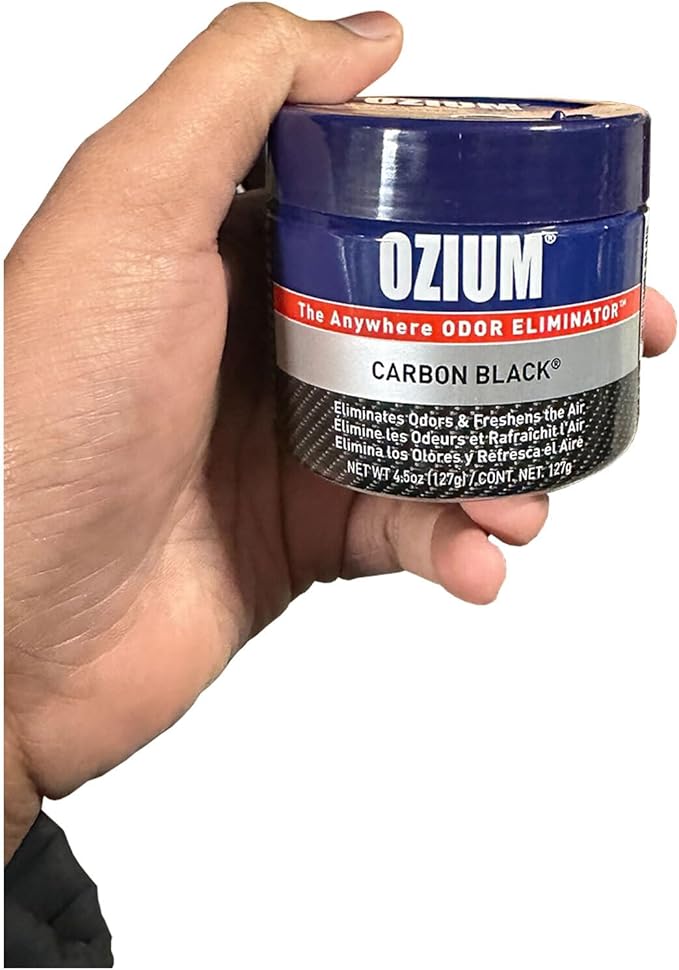 Ozium 4.5 Oz. Odor Eliminating Gel for Homes, Cars, Offices and More (Original + Carbon Black + Outdoor Essence + That New Car Smell), 4 Pack Variety