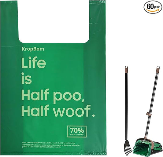 60 Count Extra Large Dog Poop Bags for A&H Swivel Bin Pooper Scooper, Pet Waste Bags with Handle for Dog Poop Cat Litter, Heavy Duty Leakproof Unscented (Only Dog Poop Bags)