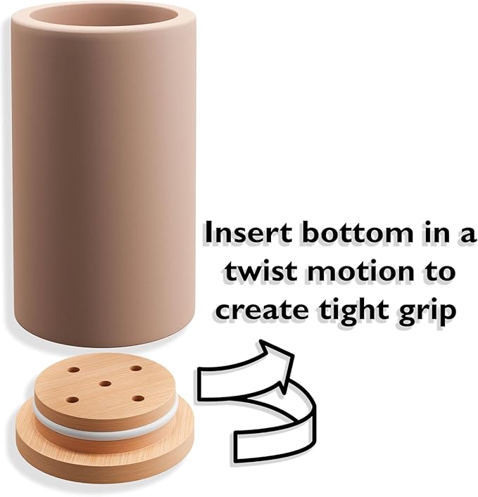 Matani Diatomite & Bamboo Toothbrush Holder - Quick-Drying, Water-Absorbent Stand with Removable Base & Drain Holes for Bathroom Countertop (Beige)
