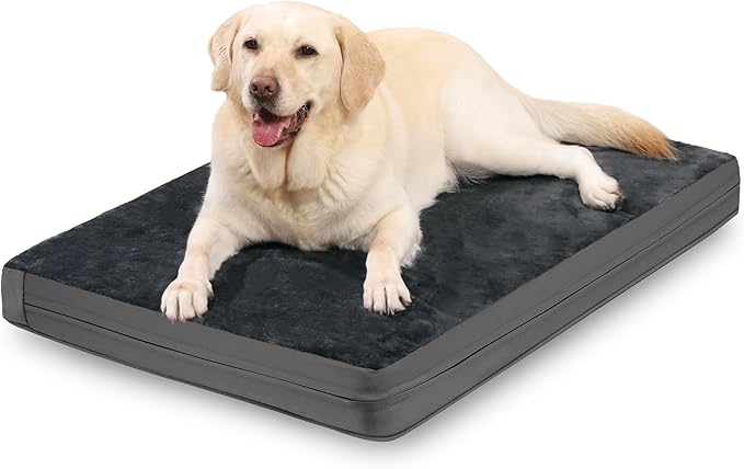 Waterproof XL Dog Beds Large Sized Dog, Outdoor Orthopedic Washable Crate Pad 42 inch, Extra Large Foam Pet Bed with Removable Cover Reversible, XLarge Anti-Slip Kennel Pad, 41"x27", Dark Gray
