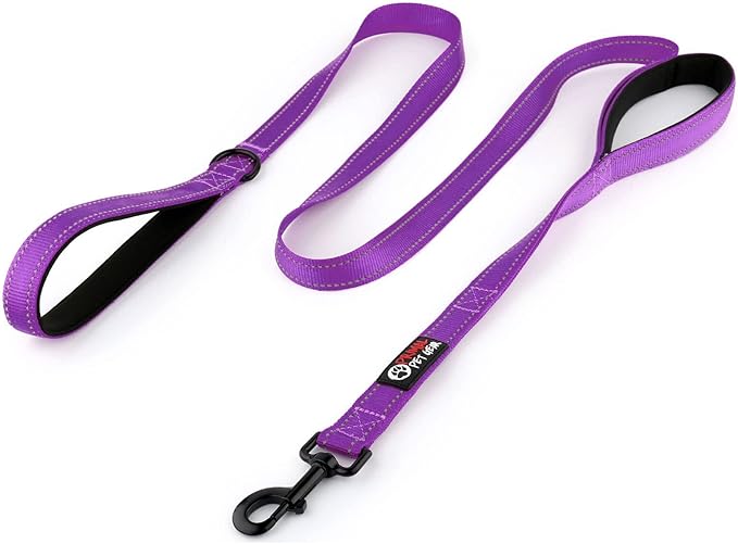Primal Pet Gear Dog Leash 6ft Long,Traffic Padded Two Handle,Heavy Duty,Reflective Double Handles Lead for Control Safety Training,Leashes for Large Dogs or Medium Dogs,Dual Handles Leads(Purple)
